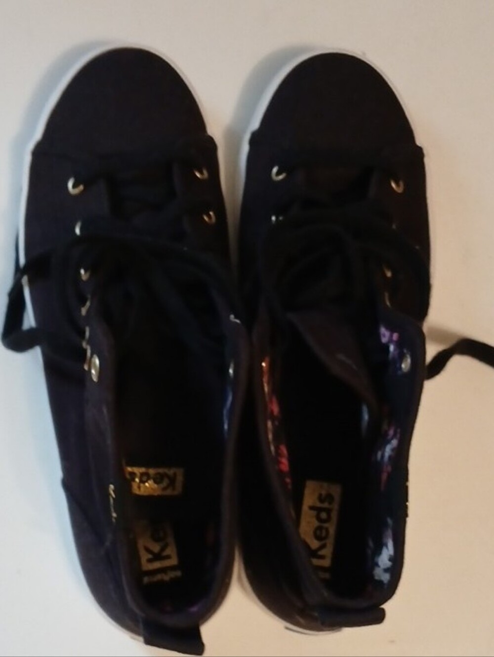 Keds Women's Black Canvas Lace-Up Sneakers with White Sole